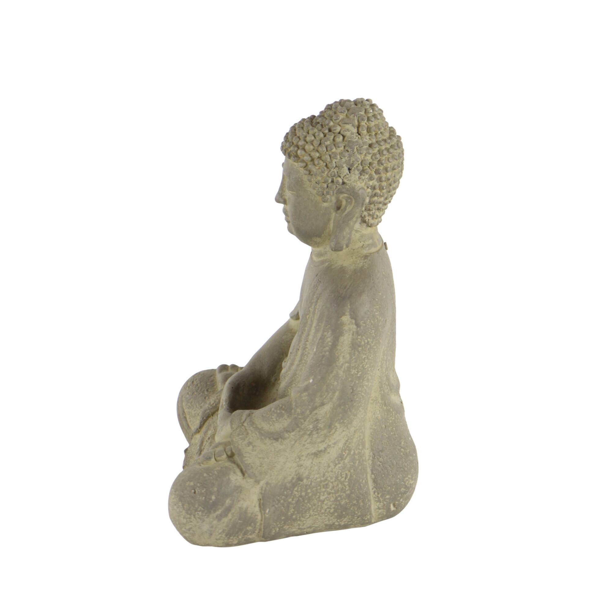 12" Tan Bohemian Ceramic Buddha Sculpture